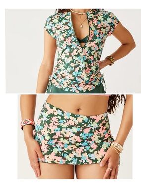 Carve Designs Swim Set Dawson Rashquard S Hoku Swim Skort M Wildflower